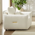 thumbnail image 4 of CQSXDA 35.24 Inch Modern Teddy Fabric Sofa in Beige  with One Pillow Upholstered Sofa for Office and Home Use, 4 of 8