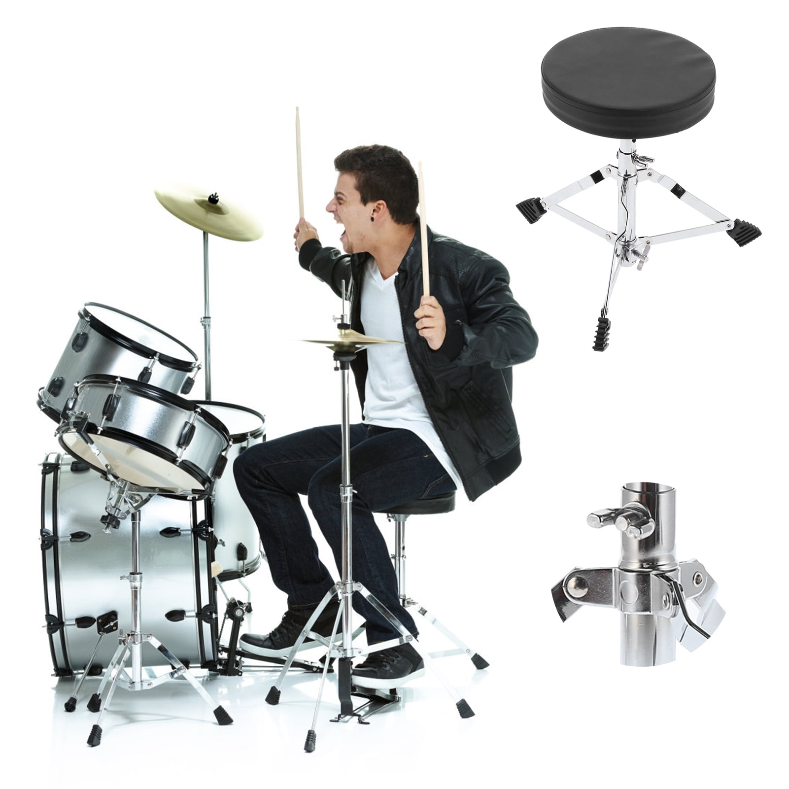 Drumming Stool, Triangular Design Drum Throne Adjustable Height With 5A Stick For Sitting