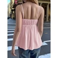 thumbnail image 6 of Women's Sleeveless Babydoll Deep Neck Spaghetti Strap Flared Hem Flowy Tank Top for Daily Wear Pink M, 6 of 7