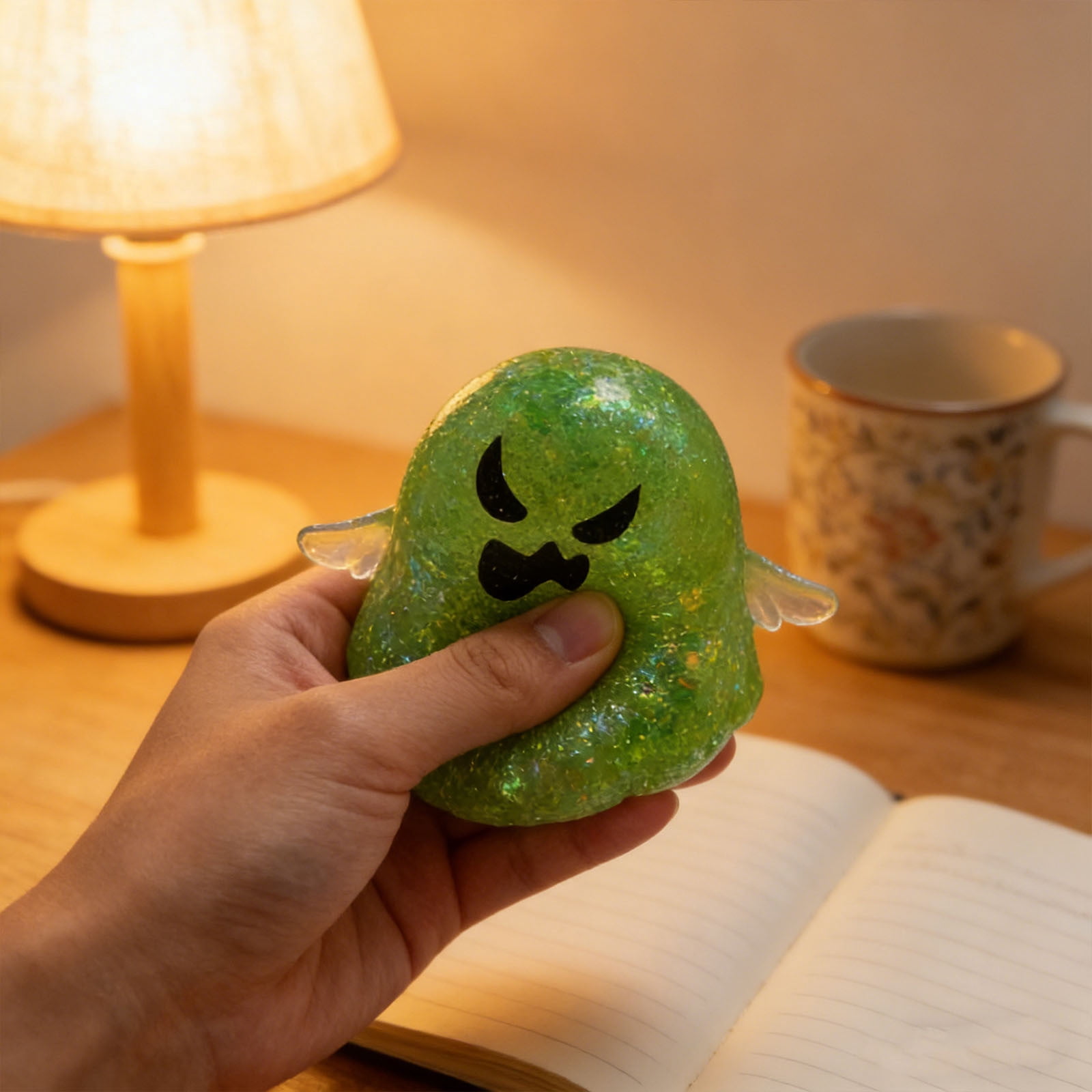 Fufafayo Ghost Sensory Ball, Stress ReliefToyFor Adults, Cute Dough Ball Stuffed Bun, Soft Decompression Dough for Anxiety, Desk Decor for Office Bedroom Living Room