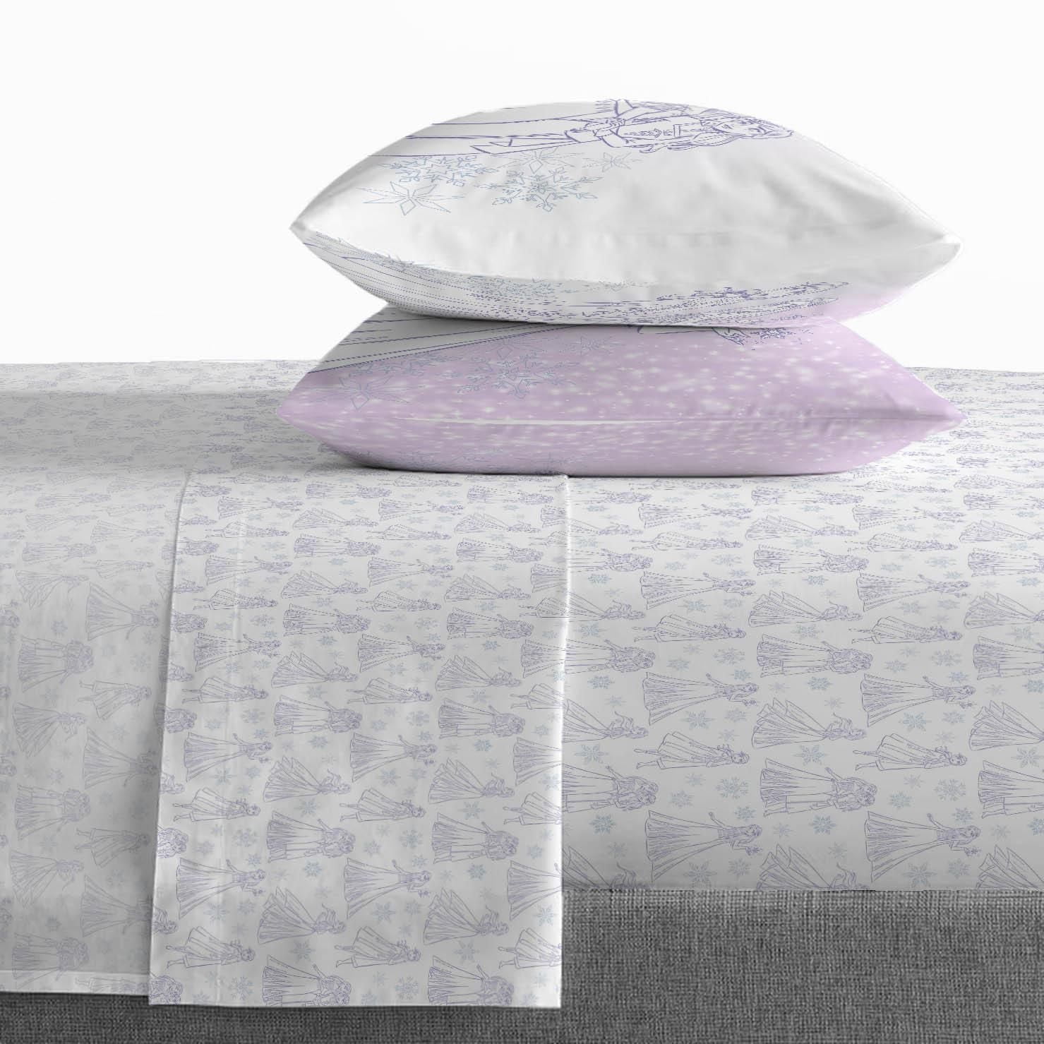 Frozen 'Aventures Glaciales' Ensemble de Draps 4-Pièces pour Lit 2 Places pour Enfants, 100 % Polyester Pour Lit 2 Places