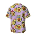 thumbnail image 6 of Lsque Cartoon Avocados print Men's Cuban Collar Short Sleeve Shirt Summer Beachwear Casual Button Down Fashionable Vacation Leisure Shirt-Large, 6 of 7