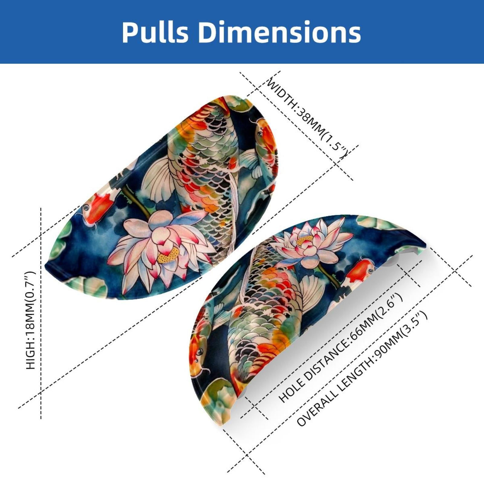 PhooArto 6 Pcs Cup Drawer Pulls, Japanese Koi Fish Lotus Shell Shape Handles Cabinet Knobs for Dresser Cupboard Closet Wardrobe with Screws
