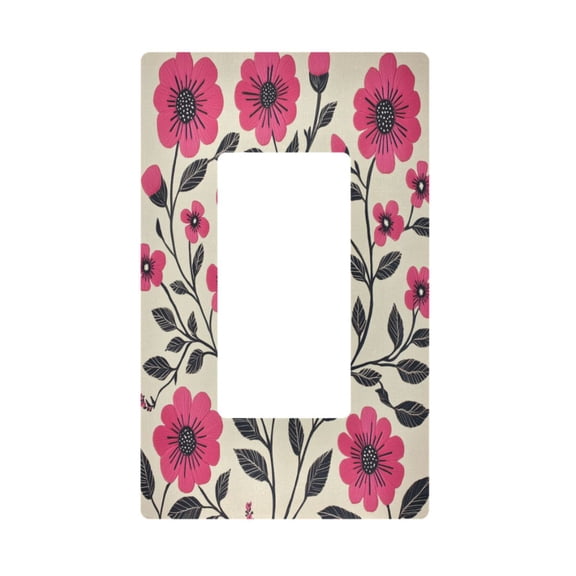 Yayeee Rocker Switch Wall Plate 1-Gang 4.6"x2.9" Home Decorative Outlet Cover, Pink Flowers