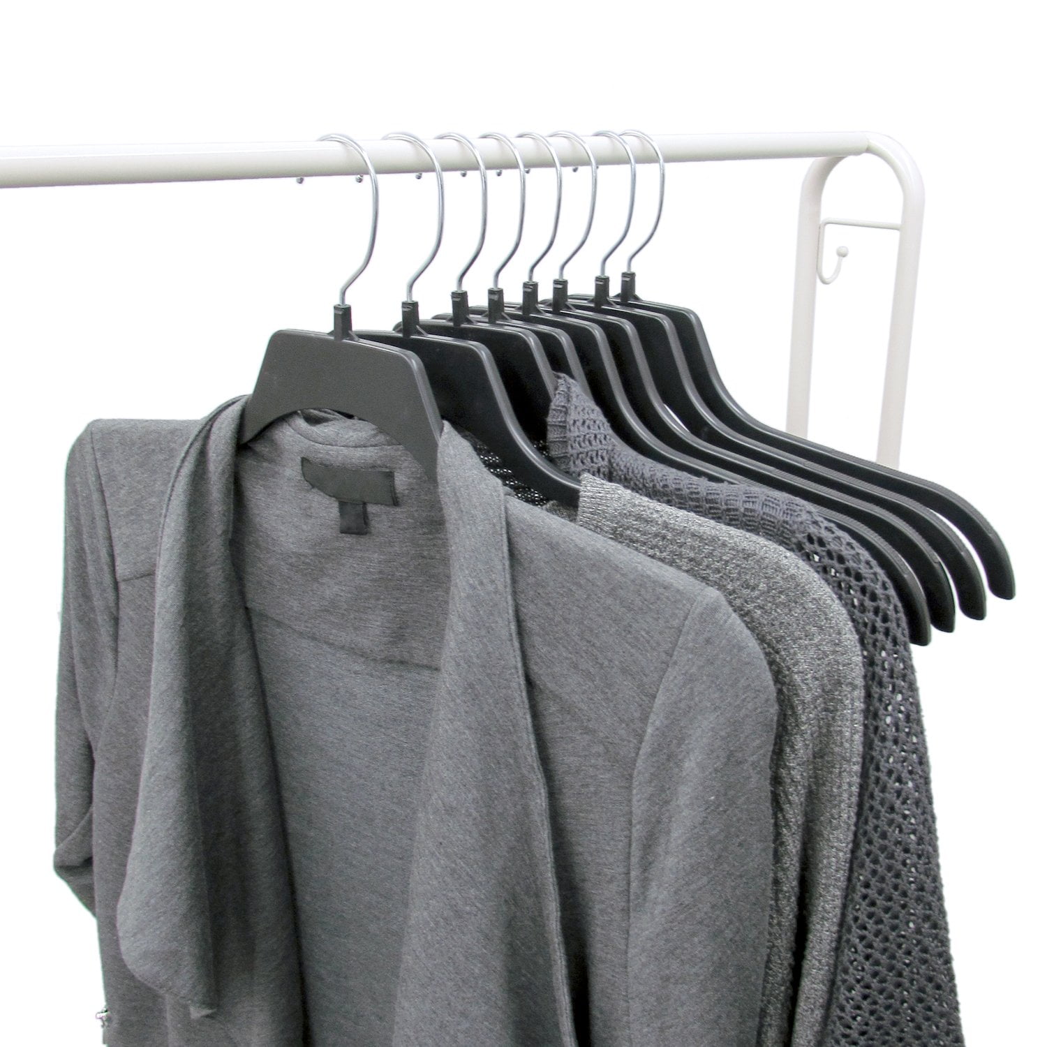 Black Wooden 17 Inch Flat Coat/shirt Hanger With Chrome Hook 100 Pack  600BK2 
