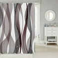 thumbnail image 2 of Erosebridal Chic Geometric Bathroom Curtain 72x72, Maroon Stripes Bathroom Decor, Abstract Decor, Waterproof, 2 of 5