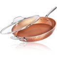 thumbnail image 1 of Steel Hammered Copper 14 Inch Non Stick Frying Pan with Lid, Nonstick Frying Pan with Ceramic Coating and Induction Plate for Even Heating, Oven / Dishwasher Safe, 100% Healthy & Non Toxic, 1 of 6
