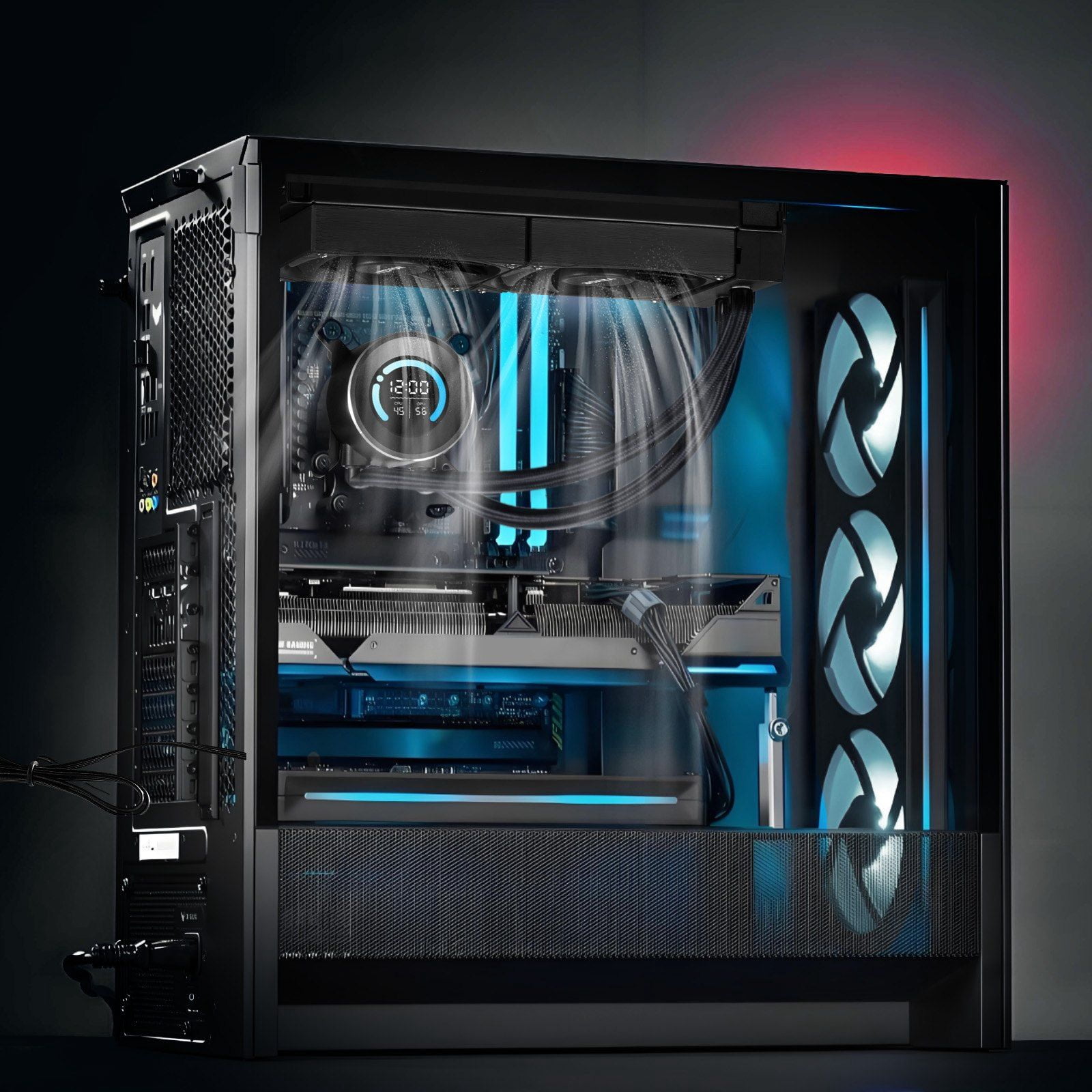 CPU Liquid Cooler AIO Water Cooling System with 120mm PWM Fans, High-Speed Pump Up to 4850 RPM, Real-Time Temperature Display, Compatible with Intel 115X/1366/2011/1700/1200 and AMD AM5/AM4
