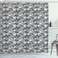 thumbnail image 1 of Ambesonne Grey and White Shower Curtain, Retro Bird Flower, 69"Wx75"L, Charcoal Grey White, 1 of 3