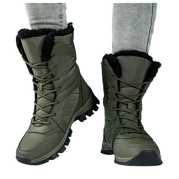 Oyedens Waterproof Mid Calf Snow Boots for Women Plush Lined Warm Lace up Insulated Winter Booties