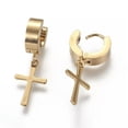 thumbnail image 2 of EOEMY 304 Stainless Steel Hoop Earrings Dangle Earrings Cross Gold 27mm Pin: 1mm A196-Default, 2 of 2