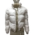 thumbnail image 4 of RYRJJ Women's Shiny Cropped Puffer Jacket Long Sleeve Solid Lightweight Stand Collar Winter Warm Zip Up Short Bubble Down Coat Outerwear(White,XL), 4 of 4