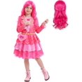 thumbnail image 2 of Guvpev G'irls Pink Princess Costume with Wig, Halloween Cosplay Dress Up Outfit with Jacket, Dress & Heart Bag, K'ids Cosplay Costume for Birthday Party Fancy Dress & Role Play, 2 of 6