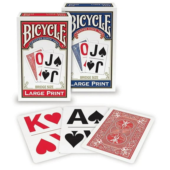 Large Print Bridge Size Playing Cards -2 decks -(Color may vary)