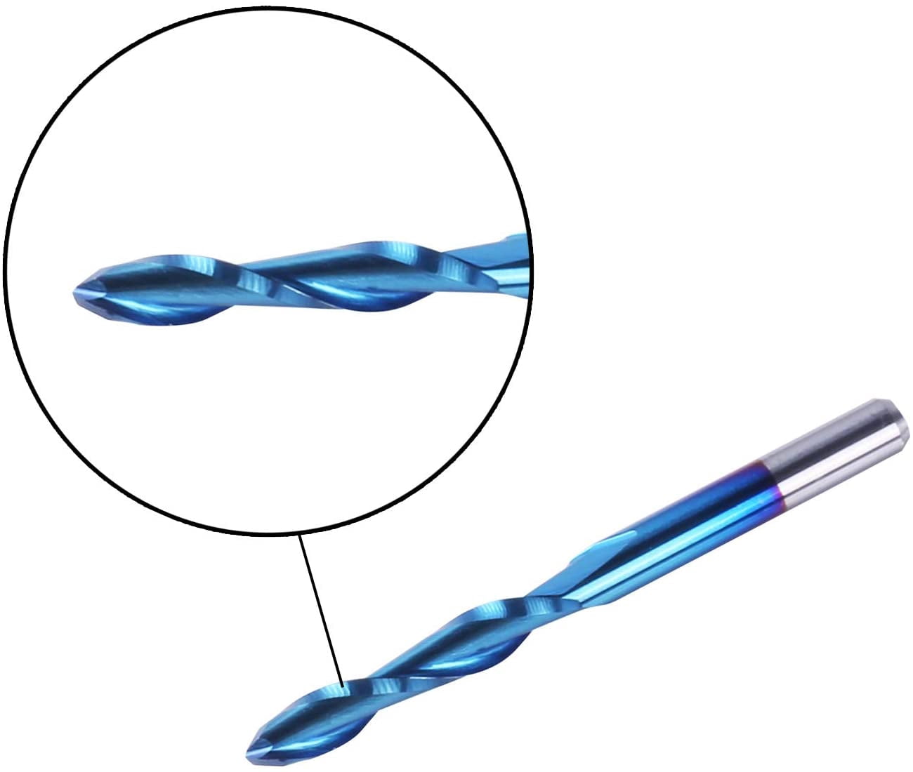 SainSmart Genmitsu 10Pcs Nano Blue Coat Ball Nose End Mill CNC Router Bits, 1/8" Shank Spiral Upcut 2 Flute End Mill Set (3.175 x 17 x 38mm)