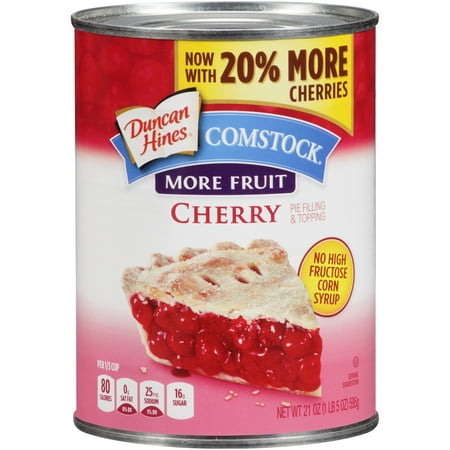 (2 Pack) Comstock More Fruit Cherry Pie Filling Or Topping, 21