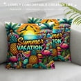 thumbnail image 3 of YANMS Throw Pillow Covers Pineapple Cocktail Coconut with Lime Hibiscus Flowers and Palm Leaves Horizontal Banner for Living Room Bedroom Sofa White, 3 of 5