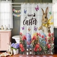 thumbnail image 5 of Shower Curtain, Farm Brown Bunny Easter Egg Waterproof Shower Curtain Set with Hooks for Bathroom Showers,Stalls and Bathtubs,36x72In Floral Butterfly Retro Plank, 5 of 9