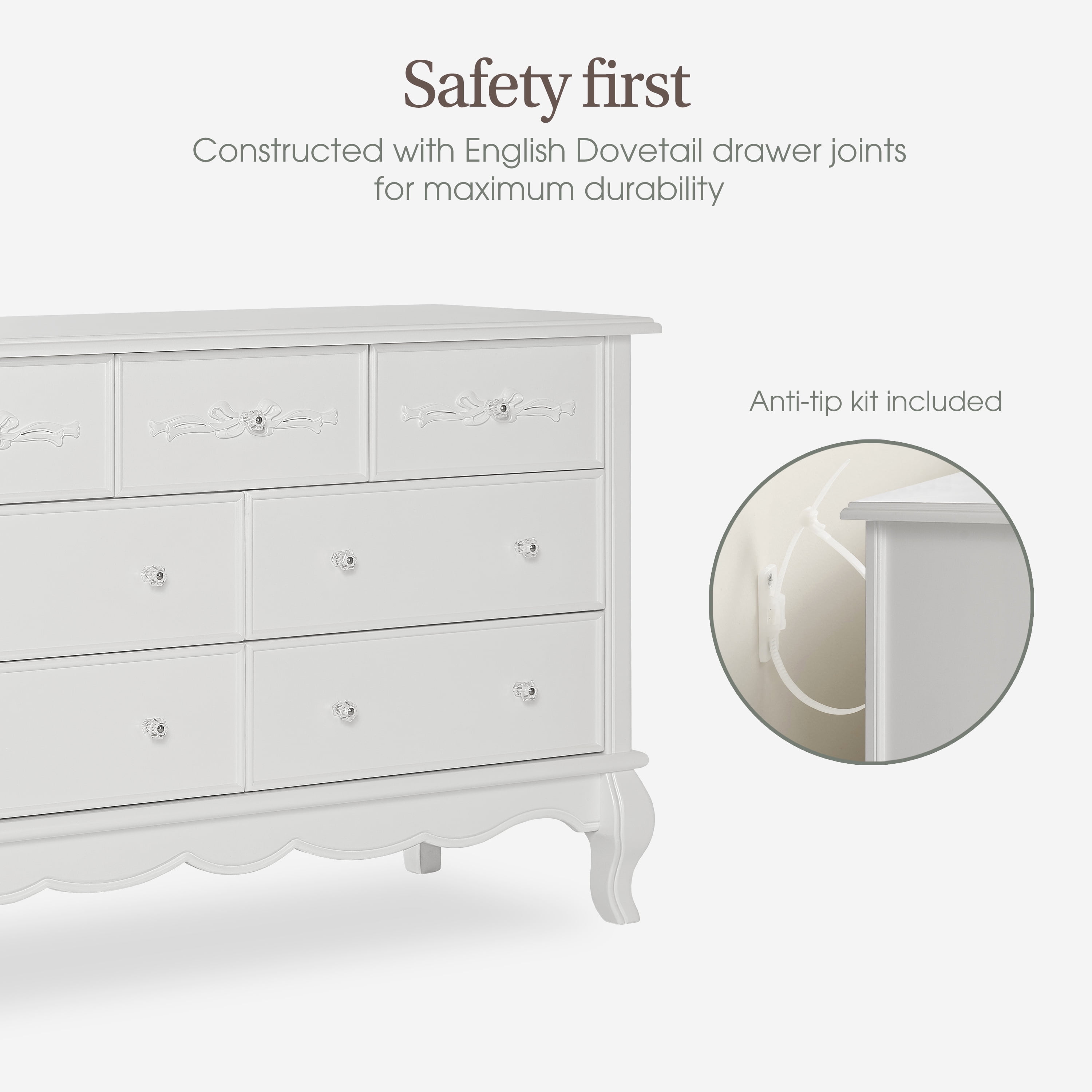 evolur aurora 7 drawer double dresser ivory lace Evolur Aurora 7-Drawer Double Dresser in Ivory Lace, Spacious Drawers