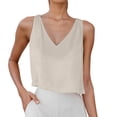 thumbnail image 2 of Crop Tank Tops for Women Lightweight Casual Cotton Linen V Neck Sleeveless Shirt Going out Tops Summer Outfits, 2 of 8