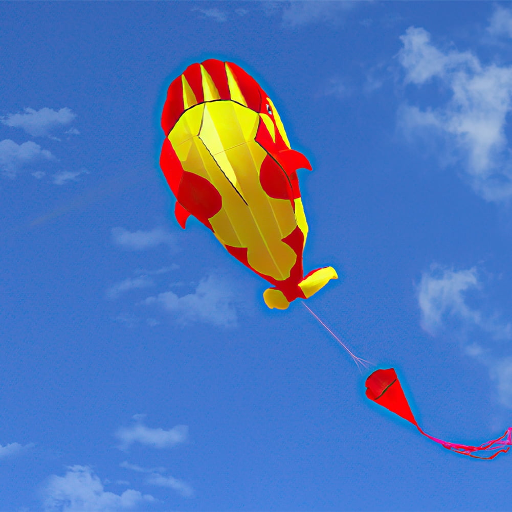 Kepooman 3D Huge Frameless Soft Whale with Kite String for Outdoor Games and Activities, Red & Yellow Kepooman 3D Huge Frameless Soft Whale with Kite String for Outdoor Games and Activities, Red & Yellow
