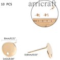 thumbnail image 2 of 100pcs 304 Stainless Steel Stud Earring Findings with Flat Plate and Ear Nuts Flat Round golden 8mm Hole: 1.5mm pin: 0.8mm, 2 of 7