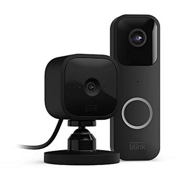 Blink Video Doorbell (Black) + Mini Camera (Black) | Two-Way Audio, HD Video, Motion and Chime Alerts | Works with Alexa