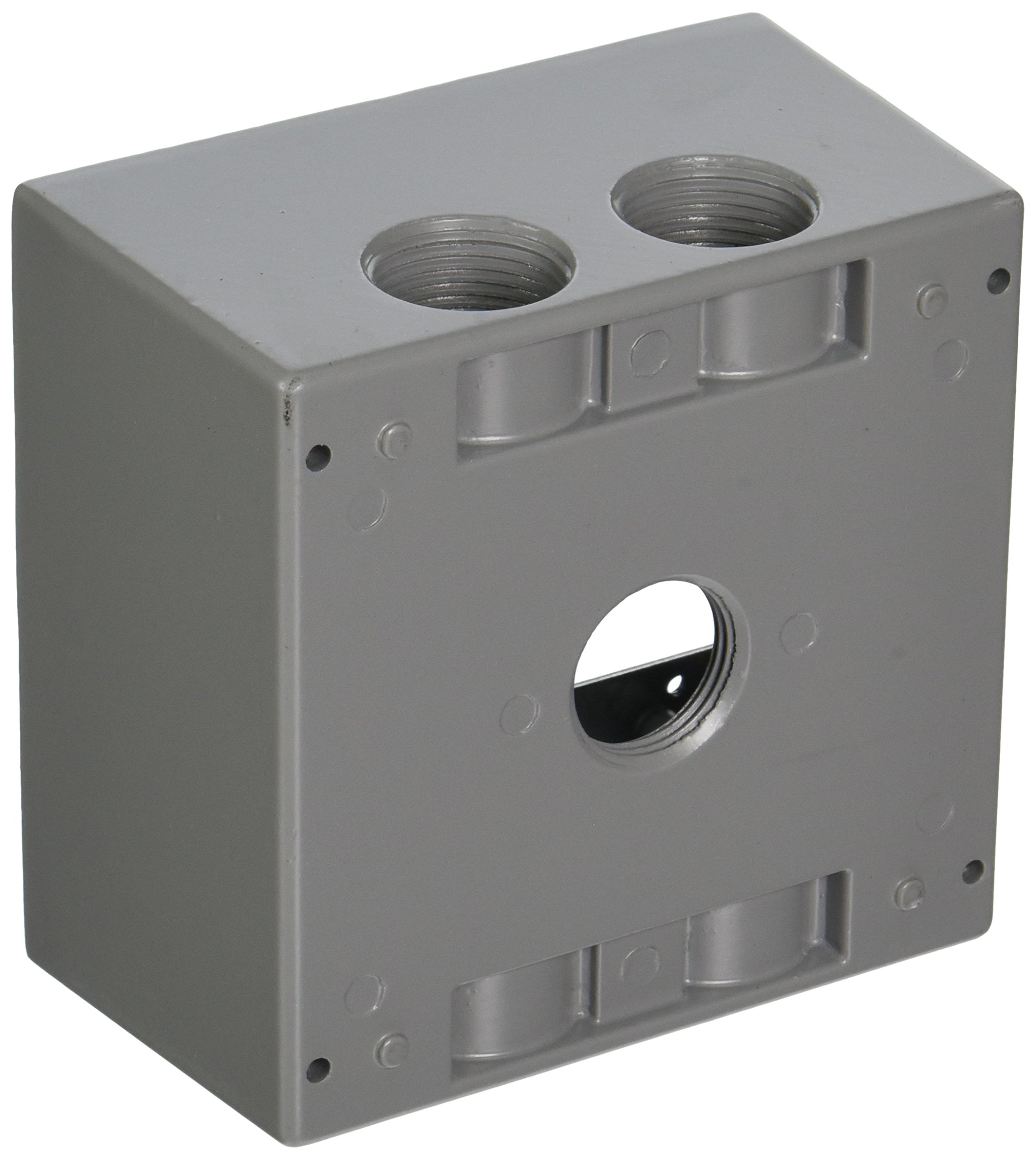 Taymac DD575S 41/2Inch X 41/2Inch Gang Weatherproof Box, 3/4Inch Outlets, Gray