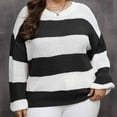 thumbnail image 6 of Scyoekwg Womens Sweaters Long Sleeve Knitted Sweater Striped Crewneck Sweater Fall Winter Clothes Warm Casual Pullover Tops(Black,L), 6 of 7