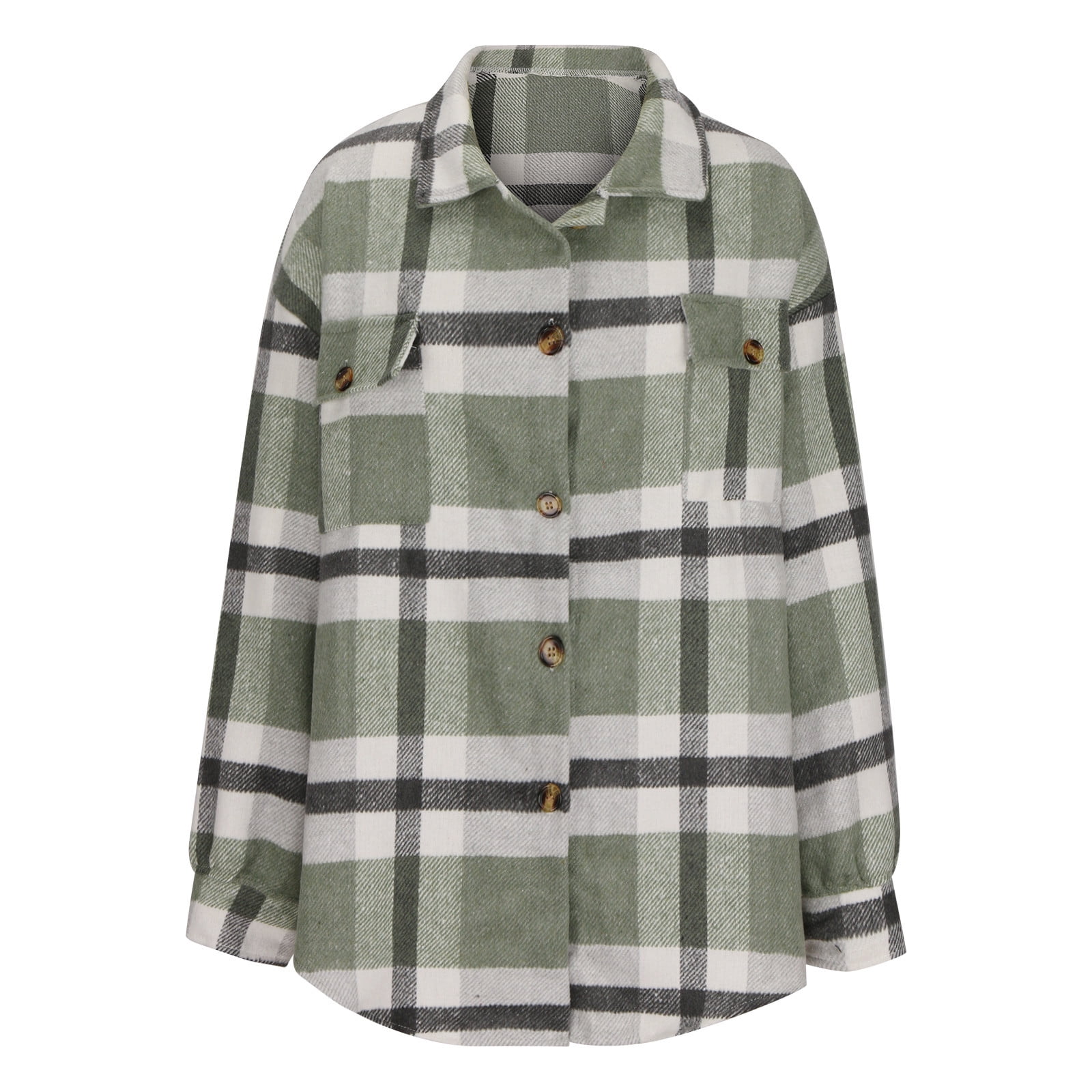 Herrnalise Womens Flannel Shacket Jacket Casual Plaid Wool