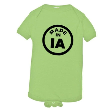 

PleaseMeTees™ Baby From Born Made In Iowa IA Logo Label Tag HQ Jumpsuit