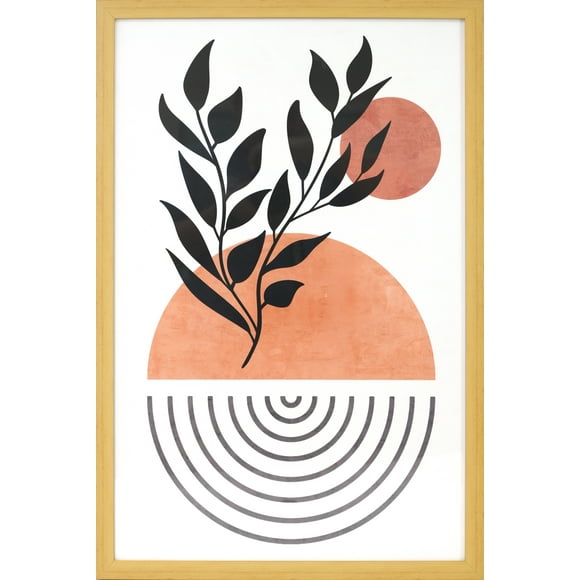 16x24 pouces Art Botanique et Géométrique Bohème avec Cadre en Bois Naturel