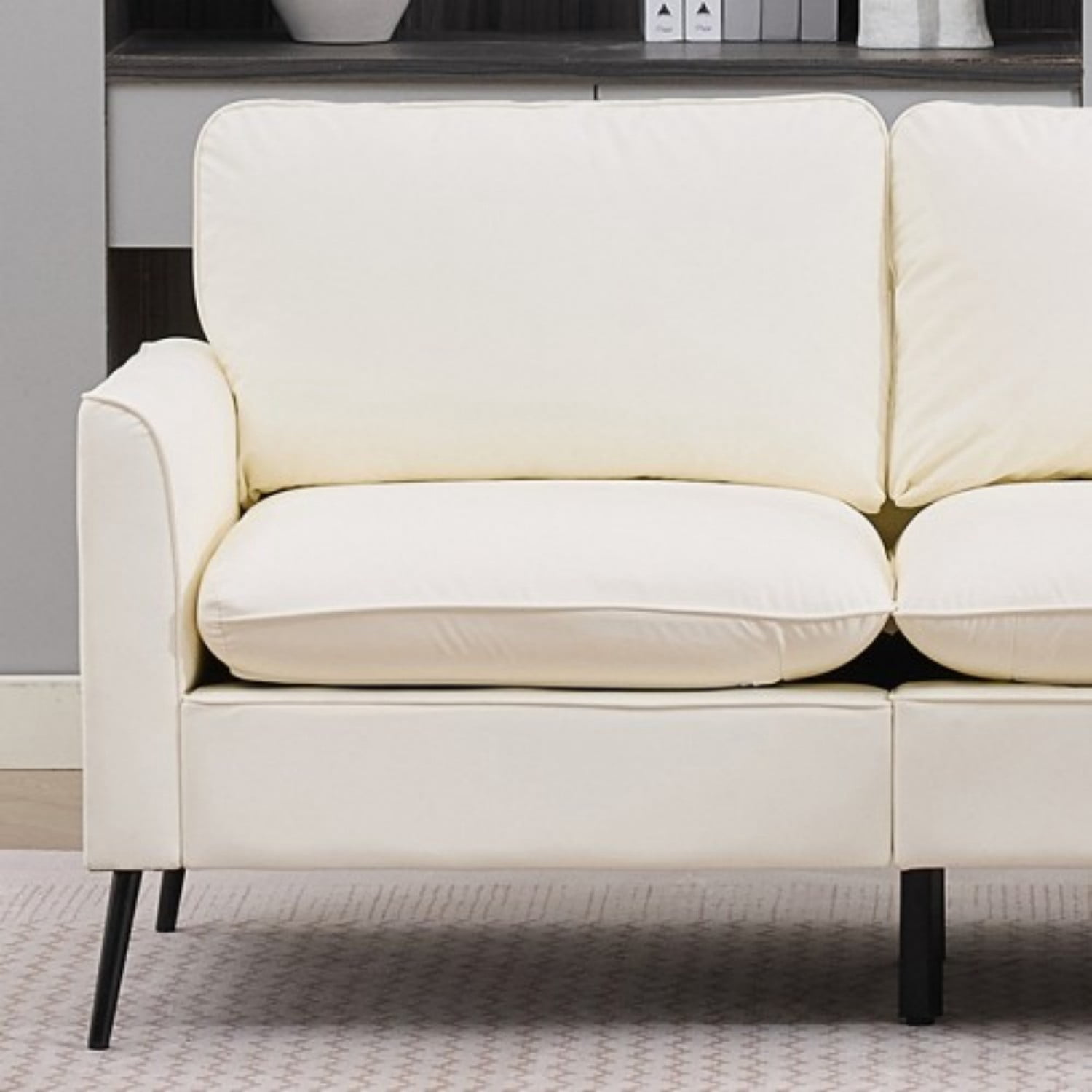 Cat Paw Accent Chair, Modern Faux Leather Upholstered Armchair, Nordic Retro Single Sofa Chair with Soft Cushion and Ergonomic Back Support for Living Room Bedroom Balcony Office, Cream