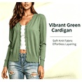 thumbnail image 2 of Auralook Women's Solid Long Sleeve V-Neck Button Down Cardigan Knit Sweater Cardigan V-Neck Hoodless Casual Outwear, 2 of 7