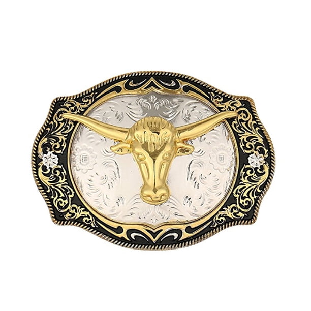 Hebilla de cinturón de plata Golden Long Horn Cuerno Americano Accesorios de prendas de vestir Cowboy Hebillas de moda como un regalo perfecto con cuernos para hombres Inevent AP004733-00