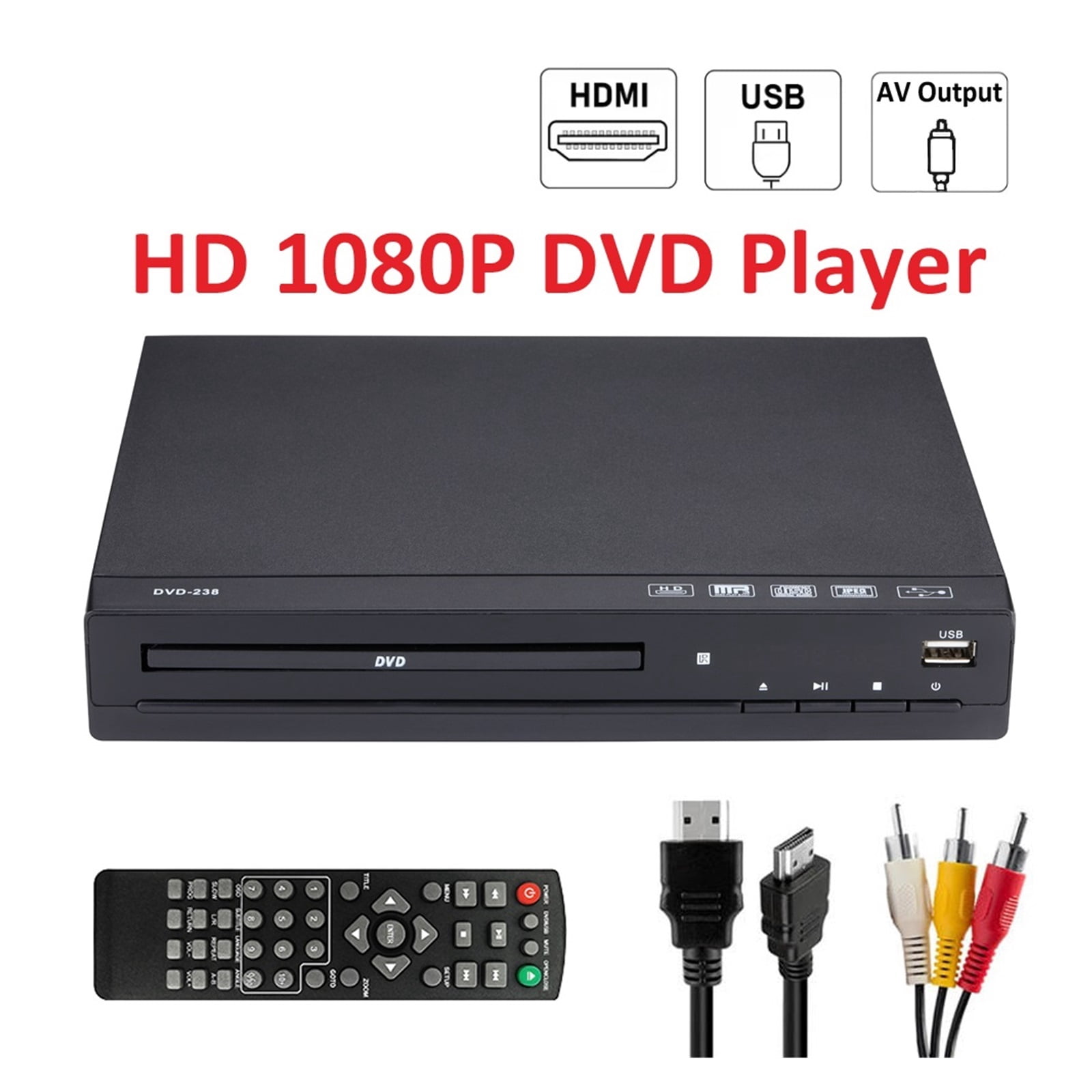 DVD-225 Home DVD CD Player - Digital Multimedia Disc Player with AV Output & Remote Control ,Plug & Play Portable
