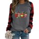thumbnail image 3 of Túnica de moda Gibobby Sudadera con estampado navideño para mujer Top a cuadros rojo S, 3 of 5