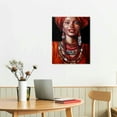 thumbnail image 2 of Nawypu  Abstract Native African American Woman Canvas Wall Art Black Girl with Colorful Tribal Necklaces Painting Artwork for Bedroom Modern Home Decor Ready to Hang, 2 of 4