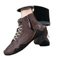 thumbnail image 3 of Leozcaa Men's Winter Boots Outdoor Warm Lightweight Walking Boots Warm Cotton Lined Lace up Short Boots, 3 of 8