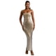 thumbnail image 1 of Vestido largo Figdaw sin tirantes con lentejuelas y diamantes de imitación, color beige, XXL, para mujer, 1 of 7