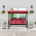 thumbnail image 3 of Balançoire de Patio Extérieure à 3 Places avec Auvent et Dossier Réglables, Chaise Balançoire de Patio avec Support, Lit Balançoire Convertible 2-en-1, Auvent Résistant aux UV et Imperméable, Chaise Balançoire de Porche pour Cour Arrière, Bord de Piscine, Jardin, 3 of 8