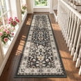 thumbnail image 3 of MJIAexp 2' x 8' Boho Floral Kitchen Runner Rug Machine Washable Runner Rug Non-Slip Hallway Runner Laundry Rug Throw Carpet for Living Room Bedroom Dining Room Entryway Kitchen Black, 3 of 11