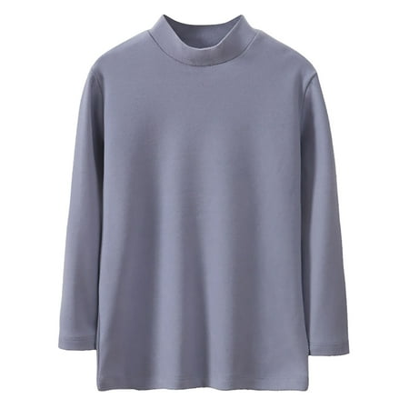 

LNWUY Children s Round Neckk Warm Bottoming Shirt Middle and Large Children Solid Fall Winter Fleece Warm Clothes Blue 4Years