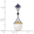 thumbnail image 3 of 14K Yellow Gold Diamond 8-9mm Round Fwc Pearl/Created Sapphire Chain Slide (28 X 10) Made In India xp4168, 3 of 5