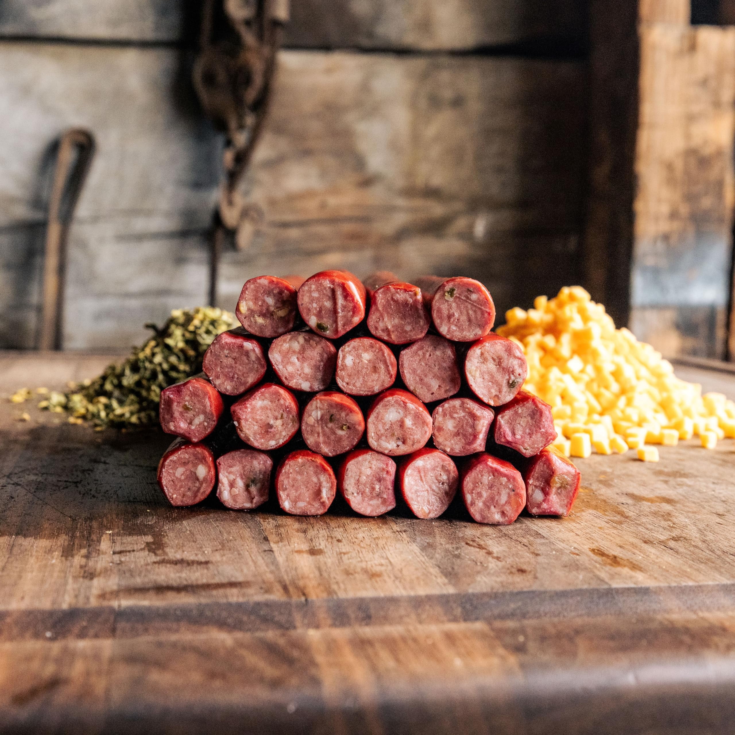 The Bearded Butchers Jalapeño Cheddar Snack Sticks DIY Kit for up to 25 lbs of Meat, Includes Jalapeño Flakes & Powder, Cheddar Cheese, Seasoning, Collagen Casings & Curing Salt