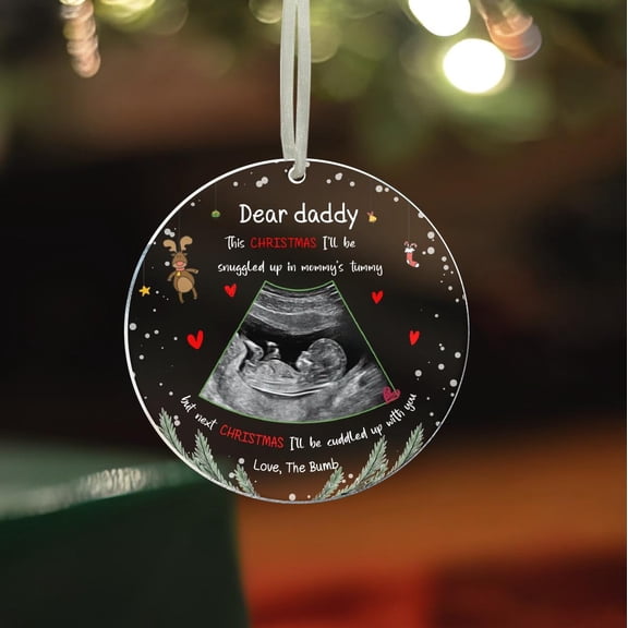 Ultrasound Reveal Ornament, Gift For Dad, Pregnancy Announcement, New Dad Gift From The Bump, Expecting Baby Sonogram Christmas Ornament