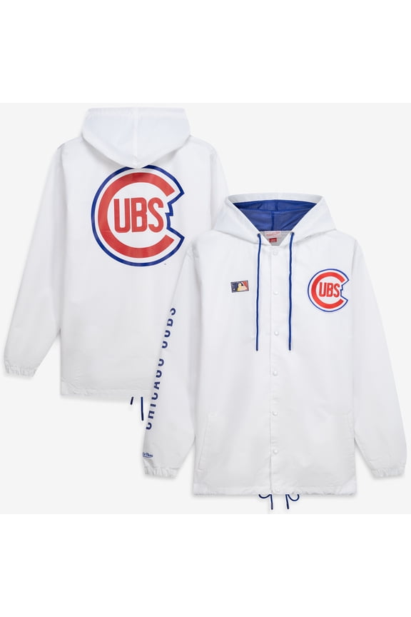 Men's Mitchell & Ness  White Chicago Cubs Big & Tall Full-Snap Hooded Jacket