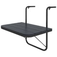 thumbnail image 1 of Table de Balcon Extérieure Réglable pour Rambarde, Bureau de Bar Suspendu Pliable en Aluminium avec Dessus à Grain de Bois, Plateau de Service Gain de Place pour Patio, Terrasse Ou Jardin, Noir, 23.6 Pouces L x 15.7 Pouces P, 1 of 7