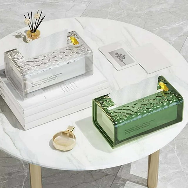 Clear Acrylic Tissue Box with Glacier Pattern - Wall Mounted Suction Paper Holder for Kitchen, Bathroom & Office