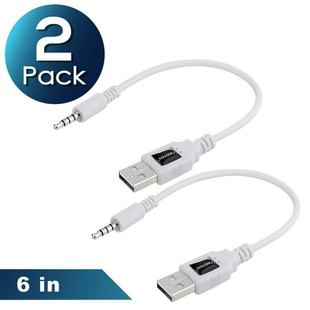 Insten 2-Pack USB Charger Charging Cable Cord For Apple iPod shuffle 2nd Generation 2G Gen